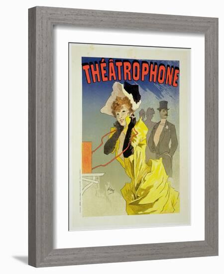 Reproduction of a Poster Advertising "Theatrophone," 1890-Jules Chéret-Framed Giclee Print