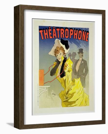 Reproduction of a Poster Advertising "Theatrophone," 1890-Jules Chéret-Framed Giclee Print