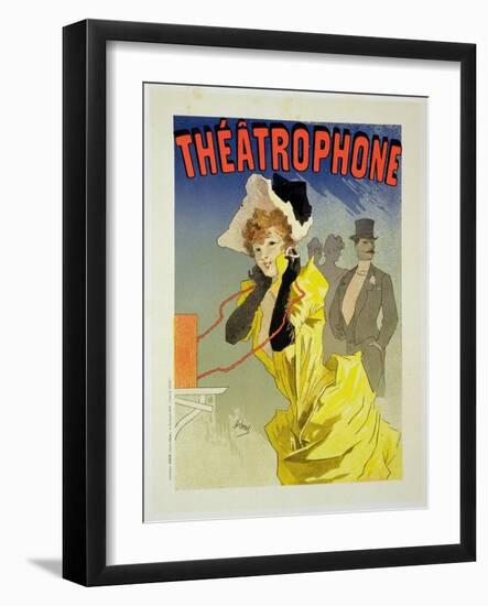 Reproduction of a Poster Advertising "Theatrophone," 1890-Jules Chéret-Framed Giclee Print