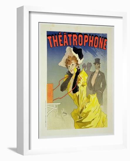 Reproduction of a Poster Advertising "Theatrophone," 1890-Jules Chéret-Framed Giclee Print