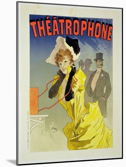 Reproduction of a Poster Advertising "Theatrophone," 1890-Jules Chéret-Mounted Giclee Print