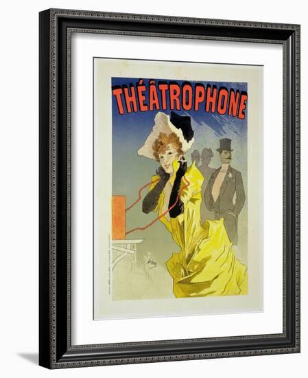 Reproduction of a Poster Advertising "Theatrophone," 1890-Jules Chéret-Framed Giclee Print