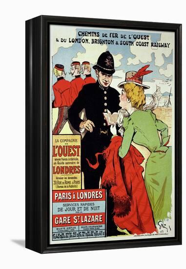 Reproduction of a Poster Advertising Trains from Paris to London, 1899-Jules-Alexandre Grün-Framed Premier Image Canvas