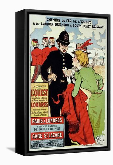 Reproduction of a Poster Advertising Trains from Paris to London, 1899-Jules-Alexandre Grün-Framed Premier Image Canvas