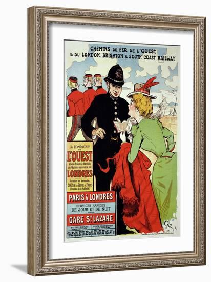 Reproduction of a Poster Advertising Trains from Paris to London, 1899-Jules-Alexandre Grün-Framed Giclee Print