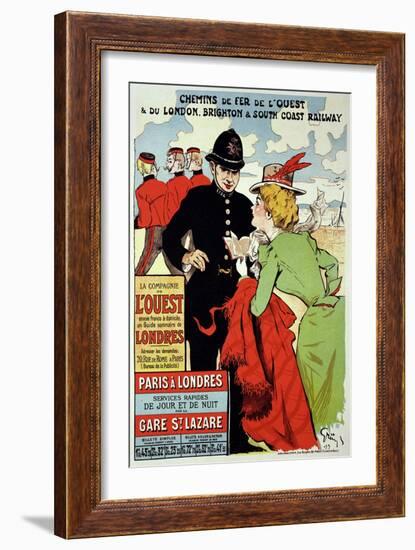 Reproduction of a Poster Advertising Trains from Paris to London, 1899-Jules-Alexandre Grün-Framed Giclee Print