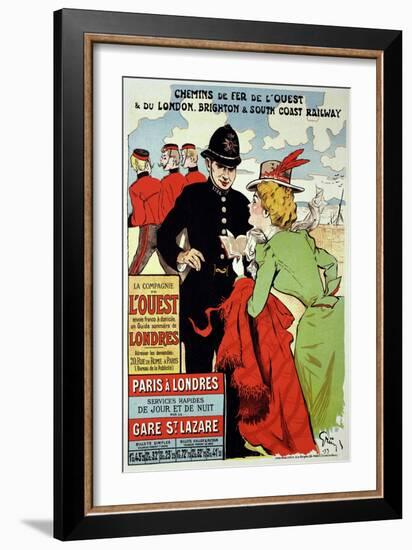 Reproduction of a Poster Advertising Trains from Paris to London, 1899-Jules-Alexandre Grün-Framed Giclee Print