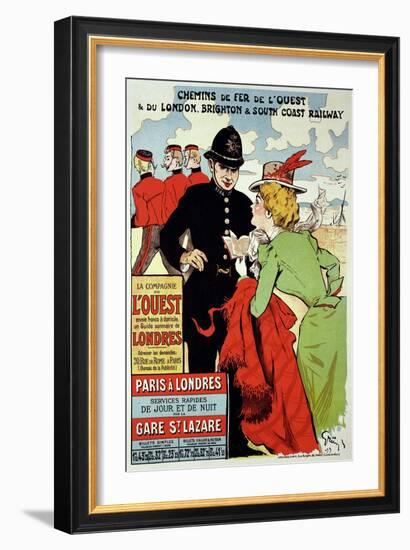 Reproduction of a Poster Advertising Trains from Paris to London, 1899-Jules-Alexandre Grün-Framed Giclee Print