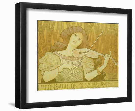 Reproduction of a Poster Advertising "Violin Lessons," Rue Denfert-Rochereau, Paris, 1898-Paul Berthon-Framed Giclee Print