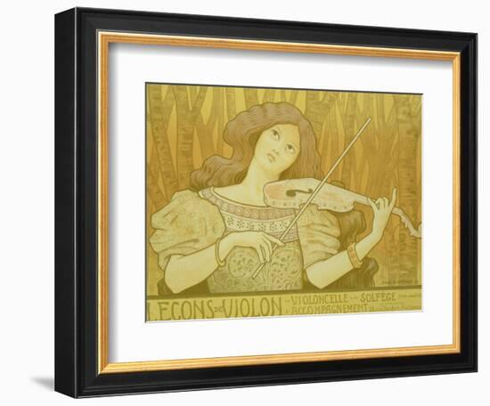 Reproduction of a Poster Advertising "Violin Lessons," Rue Denfert-Rochereau, Paris, 1898-Paul Berthon-Framed Giclee Print