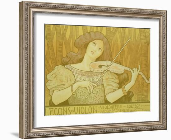 Reproduction of a Poster Advertising "Violin Lessons," Rue Denfert-Rochereau, Paris, 1898-Paul Berthon-Framed Giclee Print