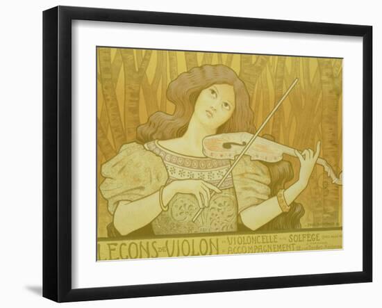 Reproduction of a Poster Advertising "Violin Lessons," Rue Denfert-Rochereau, Paris, 1898-Paul Berthon-Framed Giclee Print