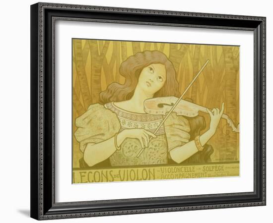 Reproduction of a Poster Advertising "Violin Lessons," Rue Denfert-Rochereau, Paris, 1898-Paul Berthon-Framed Giclee Print