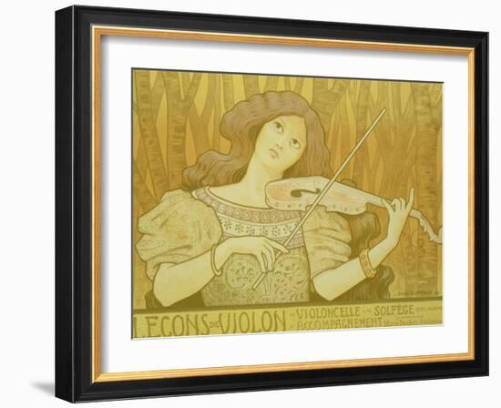 Reproduction of a Poster Advertising "Violin Lessons," Rue Denfert-Rochereau, Paris, 1898-Paul Berthon-Framed Giclee Print