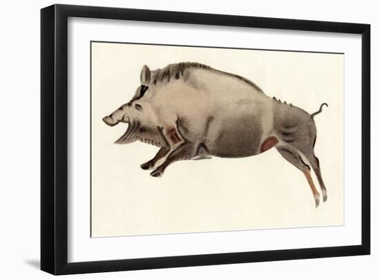 Reproduction of a Prehistoric Painting Found in the Spanish Cave of Altamira Depicting a Boar.-null-Framed Giclee Print