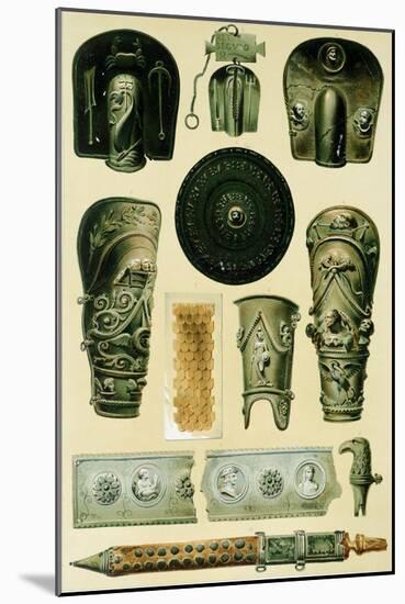 Reproduction of Armor and Weapons, from the Houses and Monuments of Pompeii-Fausto and Felice Niccolini-Mounted Giclee Print