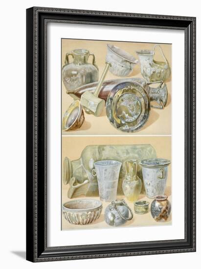 Reproduction of Glass Objects, from the Houses and Monuments of Pompeii-Fausto and Felice Niccolini-Framed Giclee Print