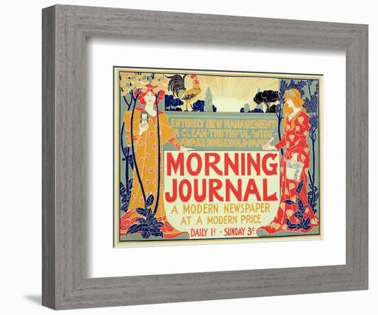 Reproduction of Poster Advertising'Morning Journal, a Modern Newspaper at a Modern Price, American-Louis John Rhead-Framed Giclee Print