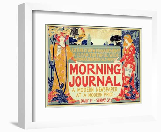 Reproduction of Poster Advertising'Morning Journal, a Modern Newspaper at a Modern Price, American-Louis John Rhead-Framed Giclee Print