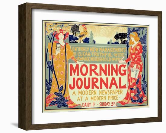 Reproduction of Poster Advertising'Morning Journal, a Modern Newspaper at a Modern Price, American-Louis John Rhead-Framed Giclee Print