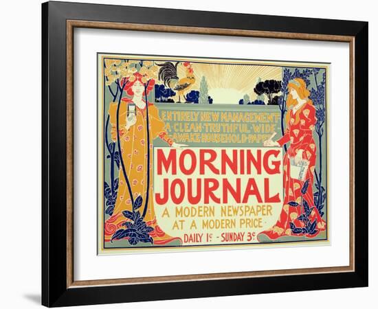 Reproduction of Poster Advertising'Morning Journal, a Modern Newspaper at a Modern Price, American-Louis John Rhead-Framed Giclee Print