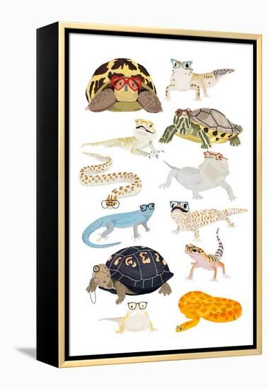 Reptiles in Glasses-Hanna Melin-Framed Stretched Canvas