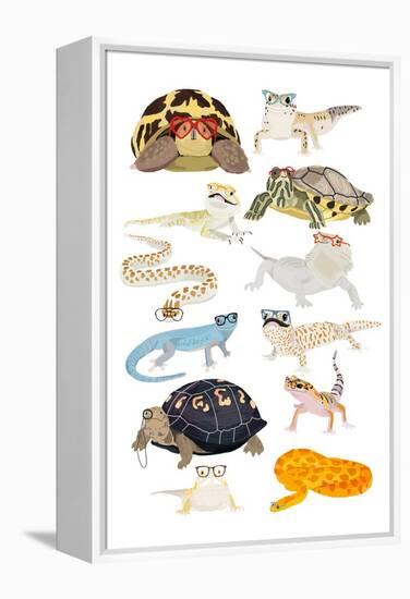 Reptiles in Glasses-Hanna Melin-Framed Stretched Canvas