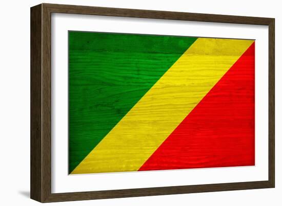 Republic of The Congo Flag Design with Wood Patterning - Flags of the World Series-Philippe Hugonnard-Framed Art Print