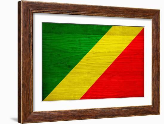 Republic of The Congo Flag Design with Wood Patterning - Flags of the World Series-Philippe Hugonnard-Framed Art Print