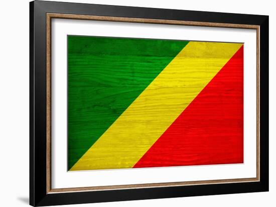 Republic of The Congo Flag Design with Wood Patterning - Flags of the World Series-Philippe Hugonnard-Framed Art Print