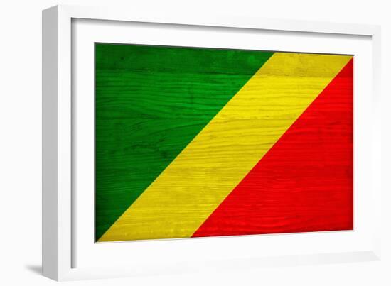 Republic of The Congo Flag Design with Wood Patterning - Flags of the World Series-Philippe Hugonnard-Framed Art Print