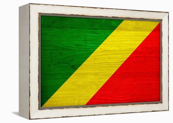 Republic of The Congo Flag Design with Wood Patterning - Flags of the World Series-Philippe Hugonnard-Framed Stretched Canvas