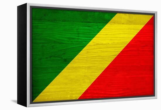 Republic of The Congo Flag Design with Wood Patterning - Flags of the World Series-Philippe Hugonnard-Framed Stretched Canvas