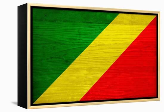 Republic of The Congo Flag Design with Wood Patterning - Flags of the World Series-Philippe Hugonnard-Framed Stretched Canvas