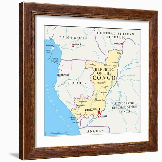 Republic of the Congo Political Map-Peter Hermes Furian-Framed Art Print