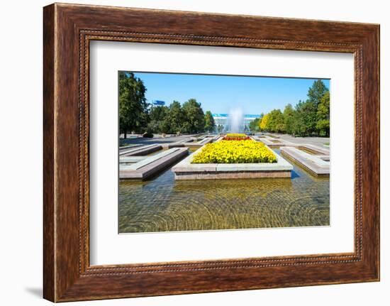 Republic Square Park, water spraying from fountain, Almaty, Kazakhstan, Central Asia, Asia-G&M Therin-Weise-Framed Photographic Print