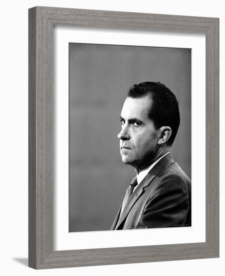 Republican Candidate Richard Nixon During Televised Debate with Democratic Candidate John F Kennedy-Paul Schutzer-Framed Photographic Print