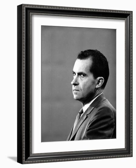 Republican Candidate Richard Nixon During Televised Debate with Democratic Candidate John F Kennedy-Paul Schutzer-Framed Photographic Print