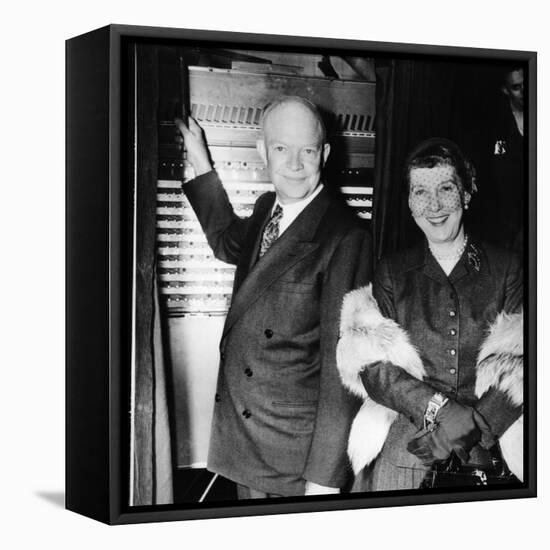 Republican Presidental Nominee, General Dwight Eisenhower, and Wife Mamie, Voting in 1952 Election-null-Framed Stretched Canvas
