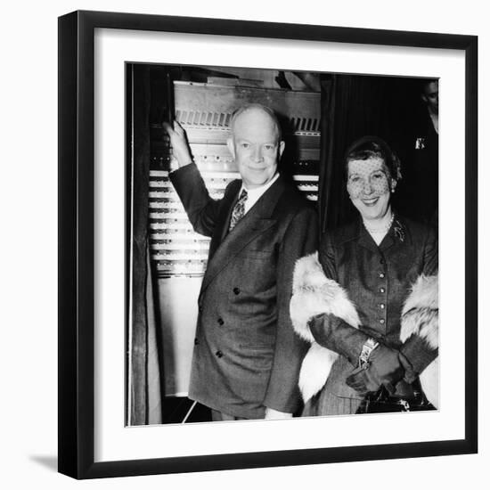 Republican Presidental Nominee, General Dwight Eisenhower, and Wife Mamie, Voting in 1952 Election-null-Framed Photo