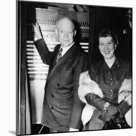 Republican Presidental Nominee, General Dwight Eisenhower, and Wife Mamie, Voting in 1952 Election-null-Mounted Photo
