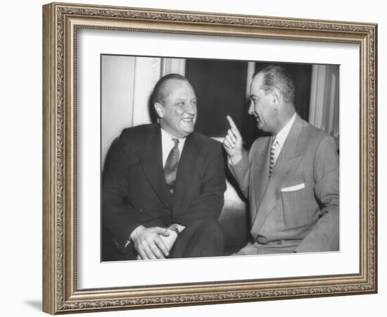Republican Senator William Knowland with Democratic Sen. Lyndon Johnson-null-Framed Photo