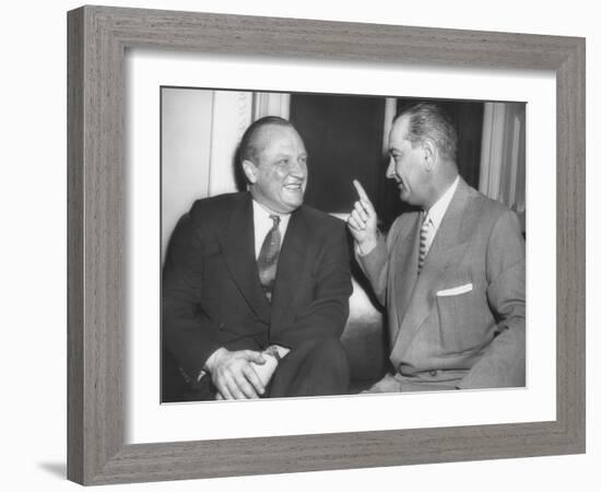 Republican Senator William Knowland with Democratic Sen. Lyndon Johnson-null-Framed Photo