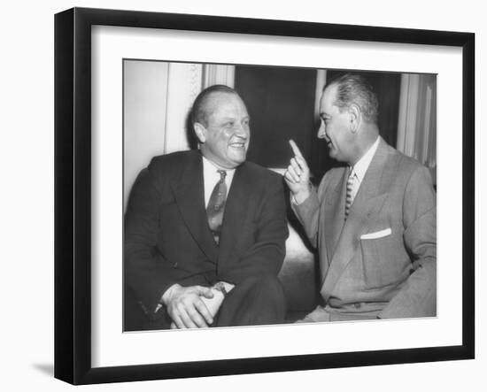 Republican Senator William Knowland with Democratic Sen. Lyndon Johnson-null-Framed Photo