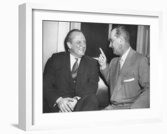 Republican Senator William Knowland with Democratic Sen. Lyndon Johnson-null-Framed Photo