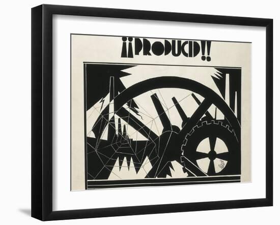 Republican Spanish Civil War Poster, Produce!! Archivo Historico Nacional, Salamanca-null-Framed Art Print