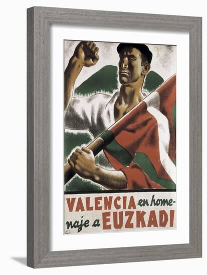 Republican Spanish Civil War Poster, Valencia in homage to Euzkadi-null-Framed Art Print