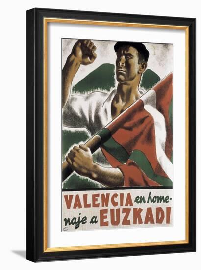 Republican Spanish Civil War Poster, Valencia in homage to Euzkadi-null-Framed Art Print