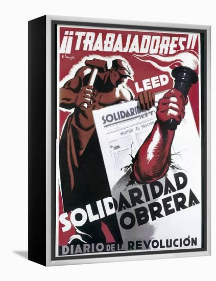 Republican Spanish Civil War Poster-E. Vicente-Framed Stretched Canvas