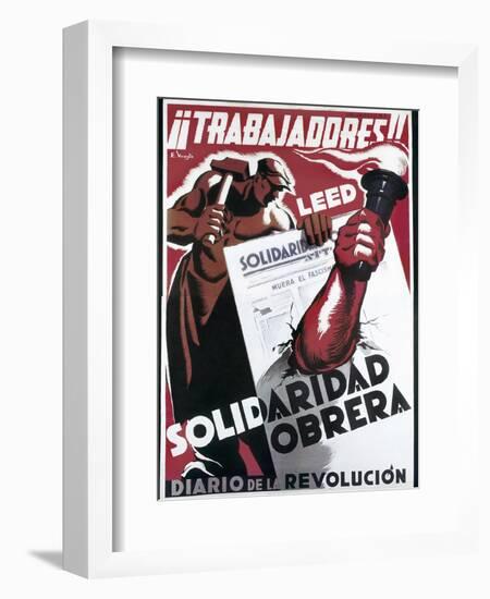 Republican Spanish Civil War Poster-E. Vicente-Framed Premium Giclee Print